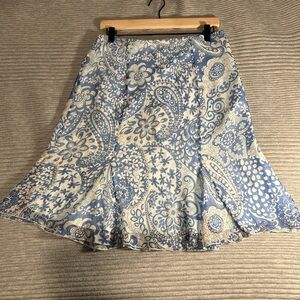 Petite Sophisticate Skirt Blue Pattern Size 8